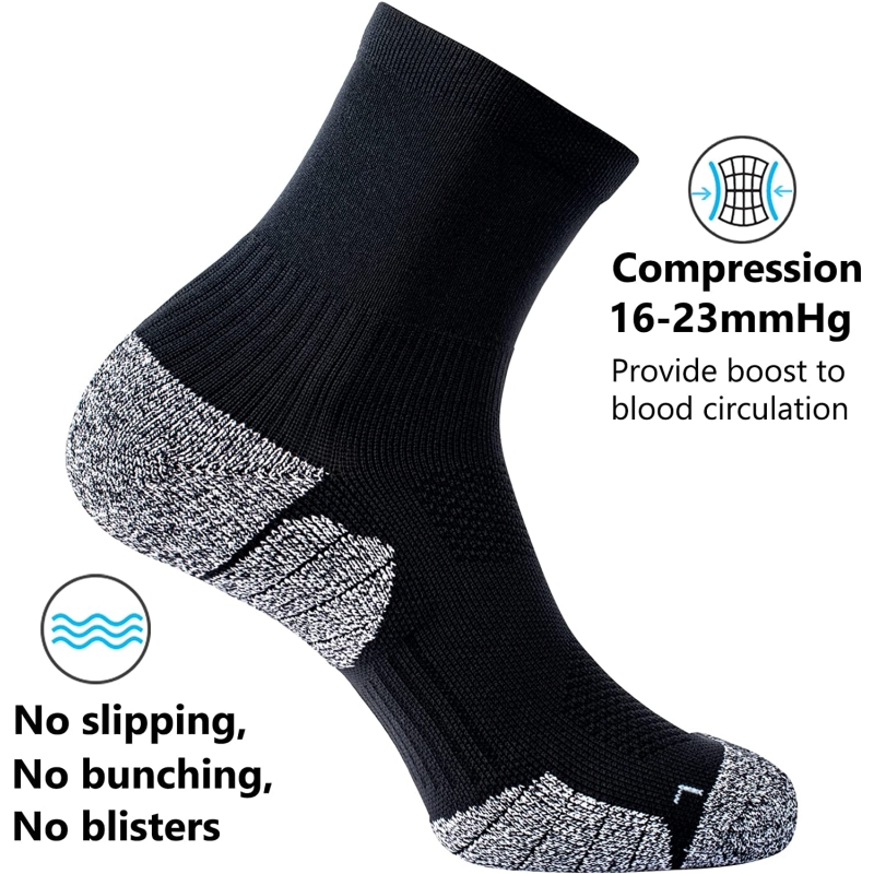 CWVLC Compression Athletic Quarter Socks Cushioned (4-Pair) for Men Women Kids - Image 3